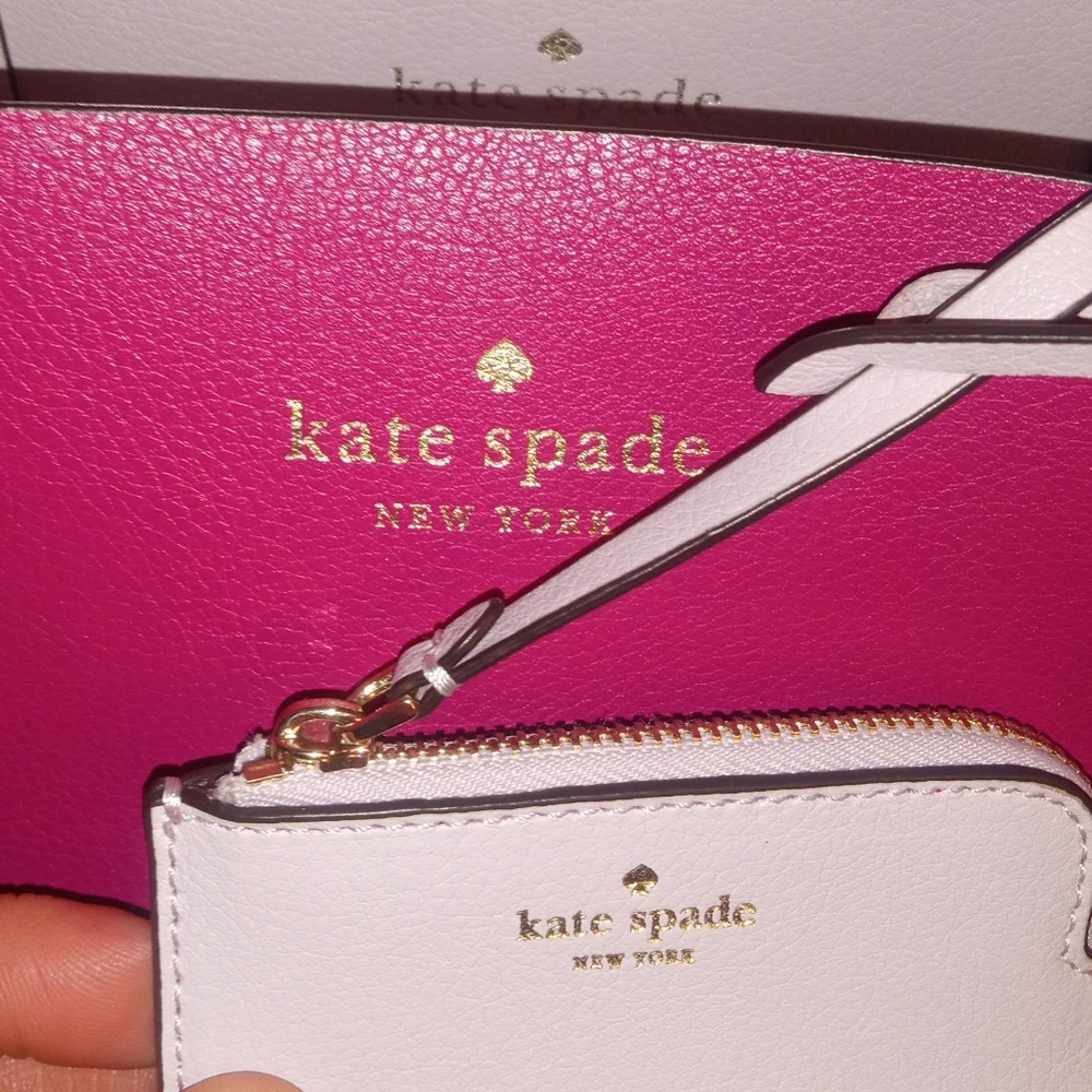kate spade Reversible Fuchsia and White Tote with Cardholder NWOT